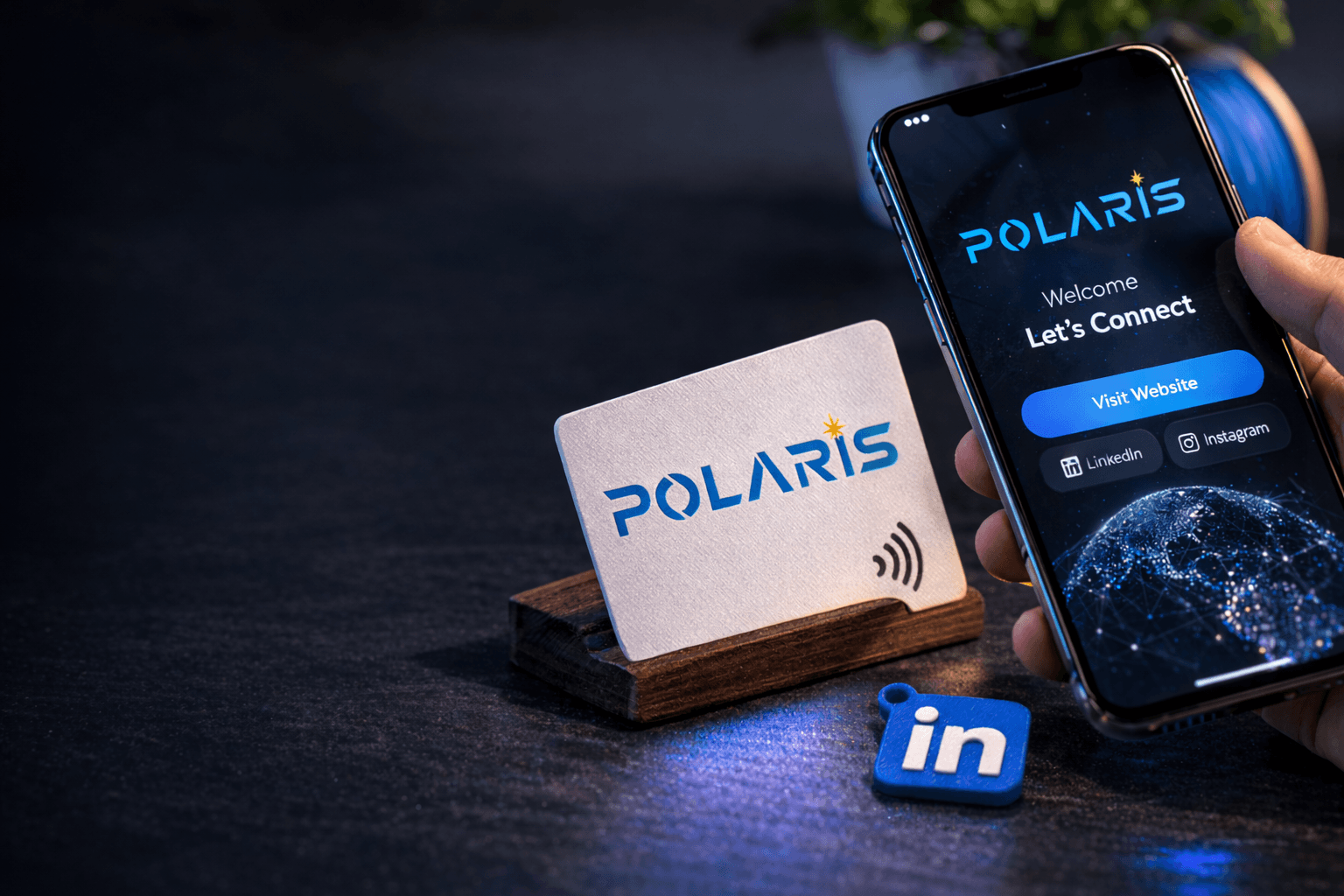3D printed Polaris NFC card displayed beside a phone